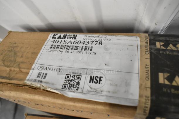 Kason® 401 Easimount Strip Curtain box, labeled model 401SA6043778, 4"W x 78"H, NSF certified, new condition.