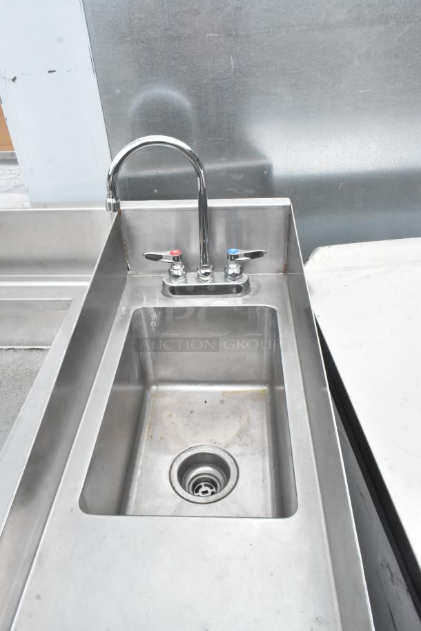 Atlas Metal stainless steel commercial ice bin with single sink bay, right side faucet, sturdy build, lightly used.