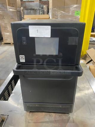 Merrychef Eikon E2S 2022 commercial black electric countertop high-speed rapid cook oven, excellent condition, 208/240V 1-phase.