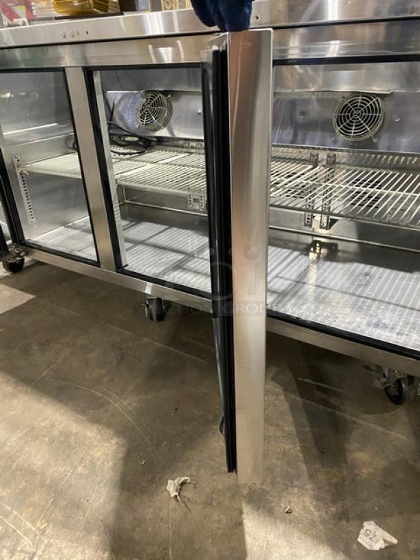 Turbo Air JBT-72-N 3-Door Stainless Steel Refrigerated Buffet Table, sneeze guard, wire racks, on casters, 115V.