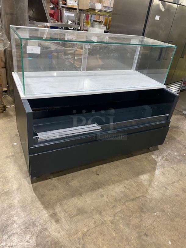 Structural Concepts SBZ6652DR black refrigerated merchandiser, multi-level, enclosed glass showcase, model SN 0693777HT301342, 220V.