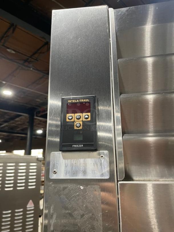 Traulsen RLT132WUTFHS stainless steel single door reach-in freezer, Energy Star certified, with digital control panel.