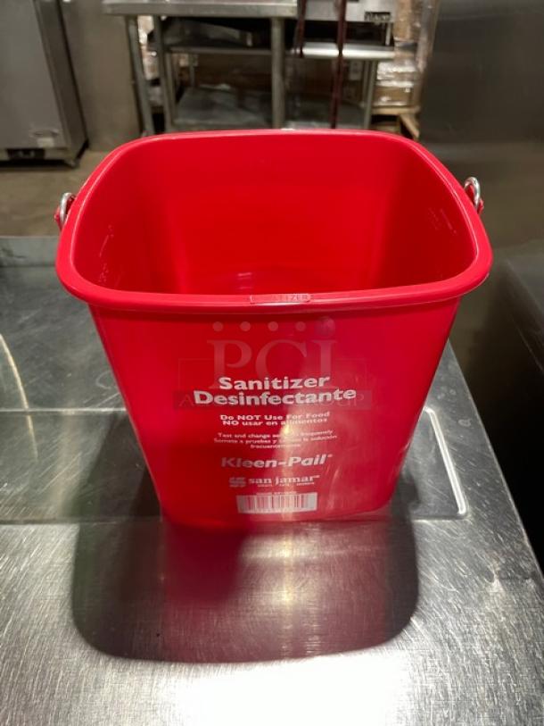 San Jamar Kleen-Pail Series Commercial Red 6 Qt. Sanitizer Pail, Model KP196RD, new condition, sanitizer use only.