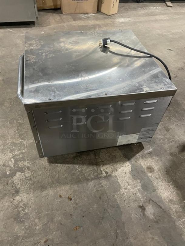 Asber AEPOE26 commercial stainless steel electric pizza oven, with ceramic stone and visible plug, in used condition.
