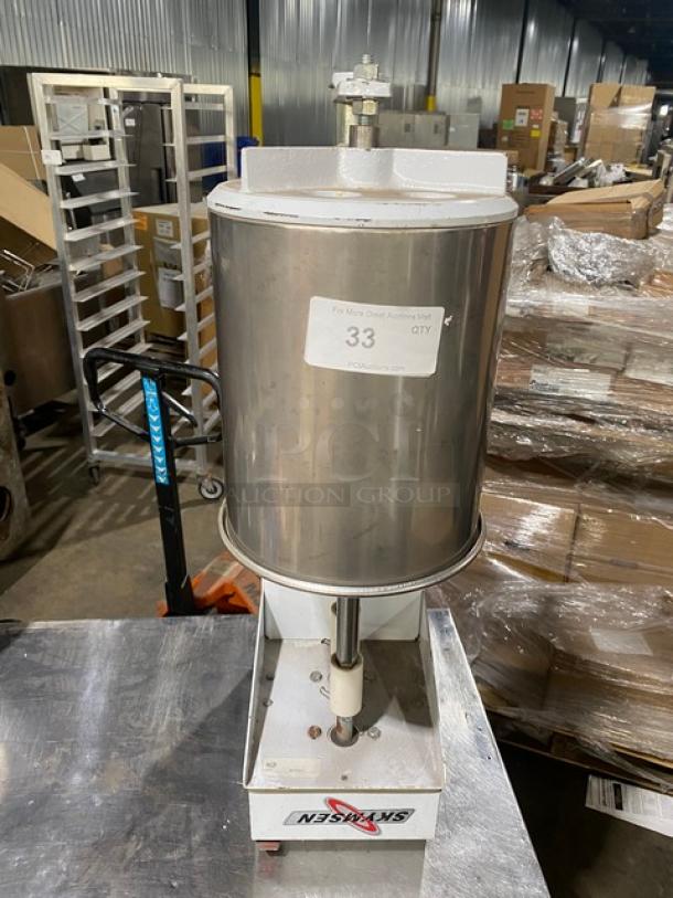 Skymsen BAK-16 ice cream mixer, stainless steel, electric, SN: 000909, 110/220V, excellent condition, with label.