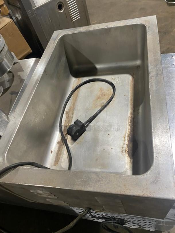 Nemco stainless steel electric countertop food warmer, single well, used condition, 120V, visible wear, with power cord.