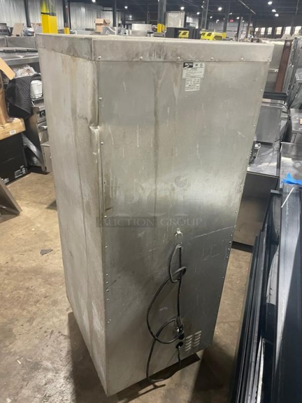 Metro Flavor Hold Series mobile heated holding/proofing cabinet, model C199H1N, with pan slides, on casters, 120V, metal exterior.