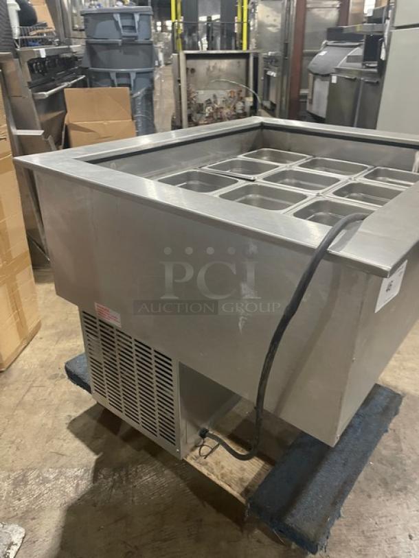 APW Wyott CW2 stainless steel refrigerated drop-in cold food well, electric-powered, with hotel/steamtable pans, 115V, commercial use.