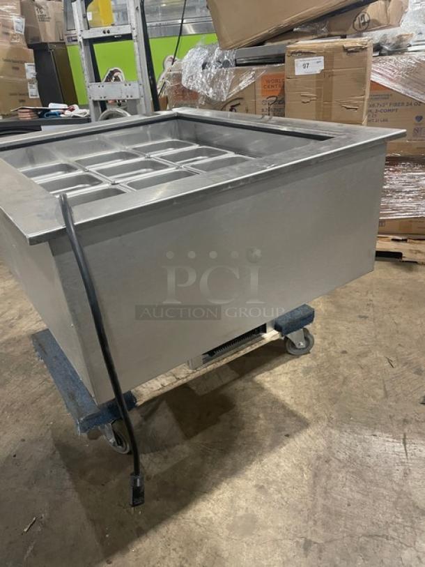 APW Wyott CW2 refrigerated drop-in cold food well with hotel pans, stainless steel, electric, 115V 1 phase, excellent condition.