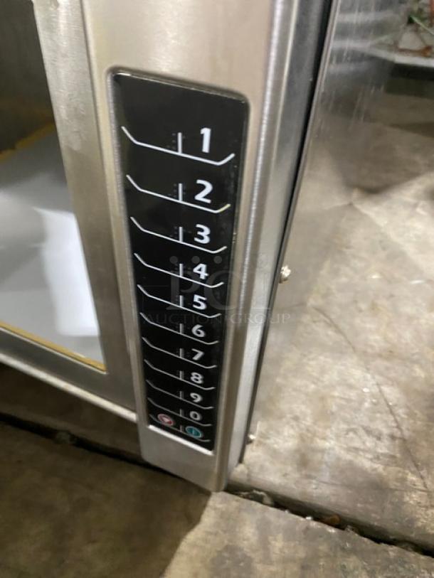 Amana RC30S2 commercial stainless steel microwave oven, 2014 model, with programmable touchpad controls, in used condition.