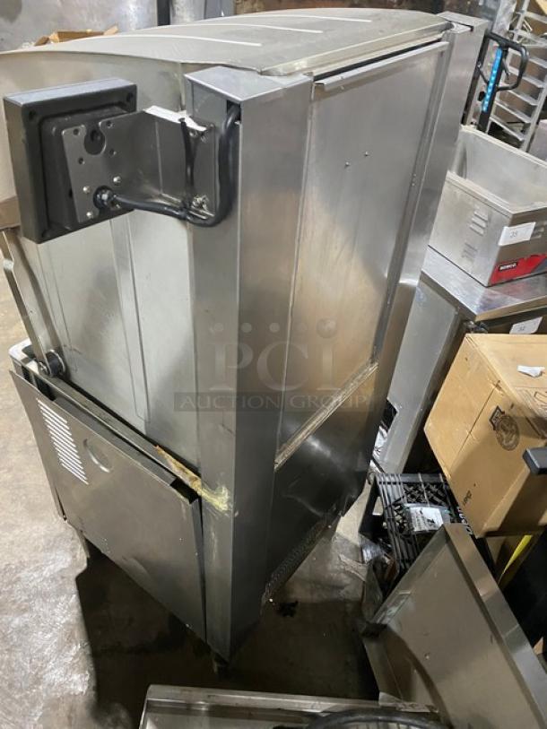 Hoshizaki JWE-620UA-6B stainless steel dishwasher, electric, Energy Star certified, digital controls, on legs, 208-230V 3-phase.