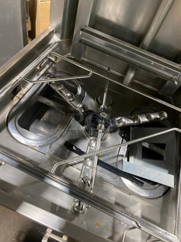 Hoshizaki JWE-620UA-6B stainless steel dishwasher, electric, high-temp, digital controls, Energy Star, 3-phase, on legs.