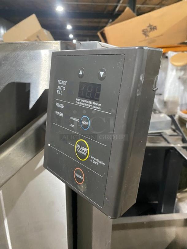 Hoshizaki JWE-620UA-6B commercial dishwasher with digital control panel, stainless steel, Energy Star certified, free-standing.