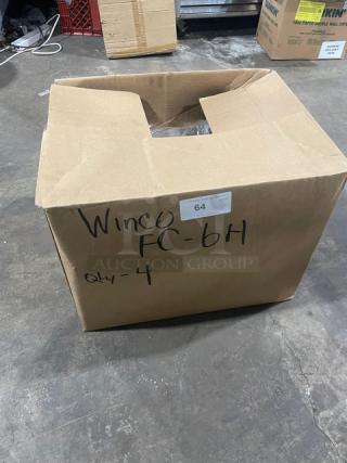 Winco FC-6H stainless steel flatware holder in box, new condition, 2-tier with 6 cylinder holes. Quantity: 4.