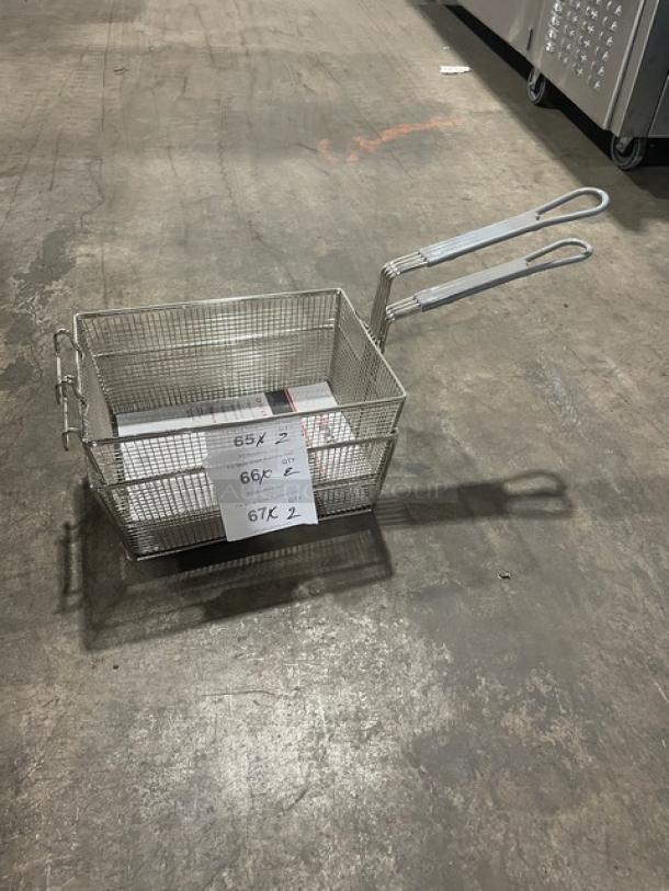 Brand new Winco 6" deep mesh fry basket, model FB-35, with gray grip handle. Ideal for commercial use.