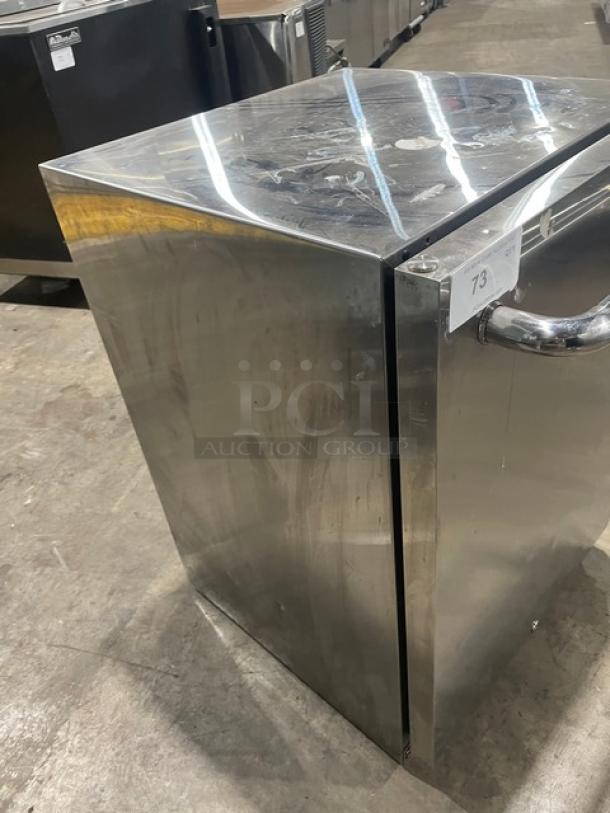 Ice Jungle C150SD stainless steel outdoor refrigerator, 24", single door, poly-coated wire rack, excellent condition.