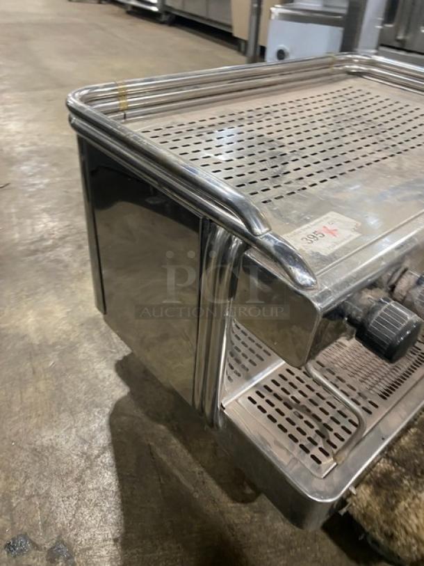 VFA Express CP stainless steel twin espresso machine with steam wands and drip tray. Electric, 115-220V. Model: CP SN: 015830S.