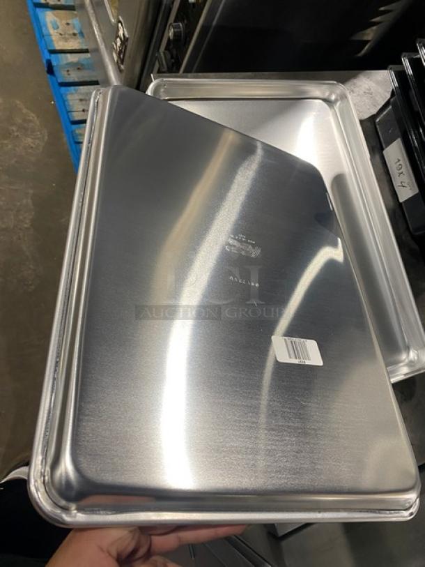 BRAND NEW ABC Commercial Aluminum 1/2-Size Sheet/Bun Pan, Model 5321. Shiny finish with label and model marking.