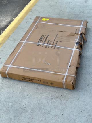 Regency Spec Line 36" x 60" stainless steel work table, model 600TSS3660S, new scratch and dent, in packaging.