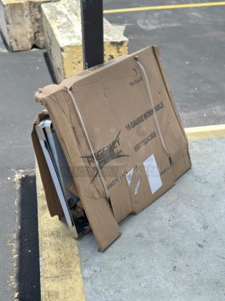 Regency 24"x36" stainless steel work table in damaged box. Model 600TS2436S. Scratch and dent condition.