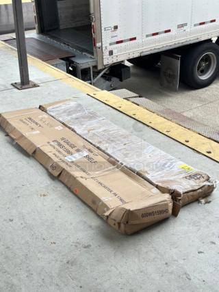 Brand new Regency 16 gauge stainless steel wall shelf in packaging, model 600WS1596HD, 15" x 96", scratch and dent condition.