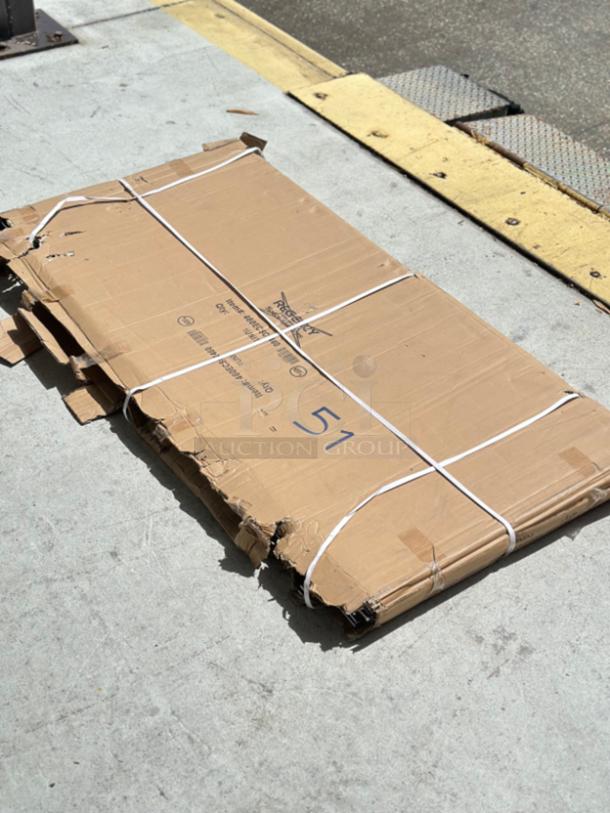 Regency NSF Chrome Wire Security Cage model 460ECSC2460, 24"x60"x61", new, in scratched box, on concrete.
