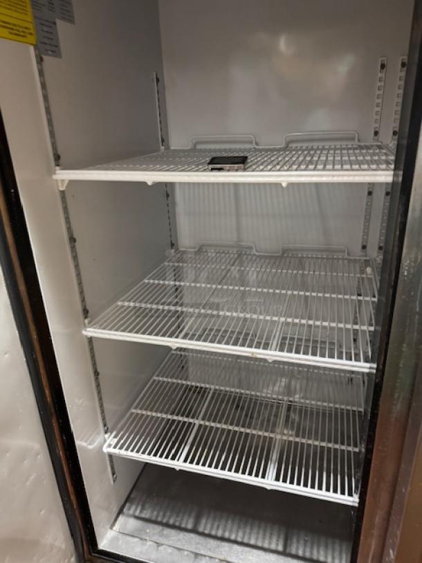 Maxxcold MXSR-49FD 2-door refrigerator interior, three wire shelves, white, tested and working, clean condition.