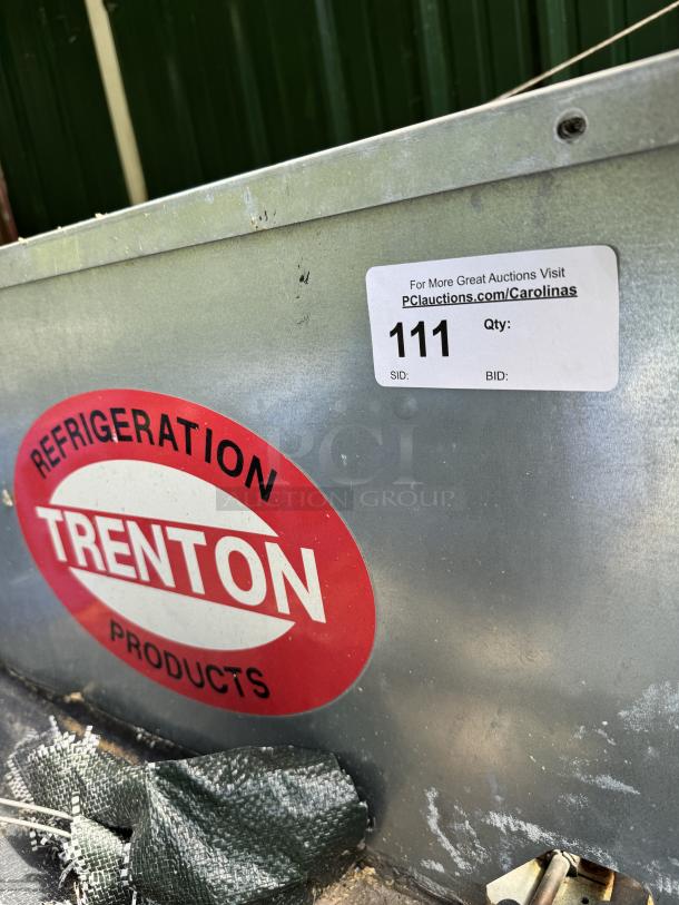Trenton Condensing Unit for Cooler, Model TEHA009E6-HS2B-B, 1 Phase, 208V, tested working, with visible logo and auction label.
