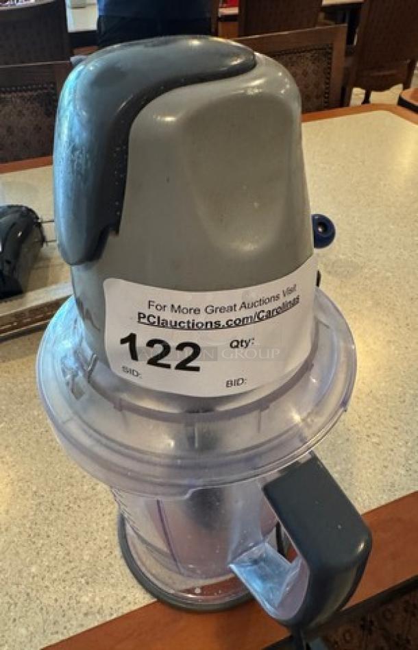 Ninja Blender, gray and black, tested and working, auction tag with lot number 122, excellent condition.