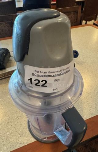 Ninja Blender, gray and black, tested and working, auction tag with lot number 122, excellent condition.