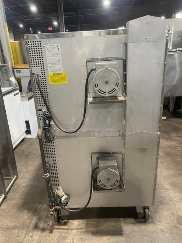 Southbend SL-Series double stacked convection oven model SLGS/22SC, stainless steel, natural gas powered, on casters.