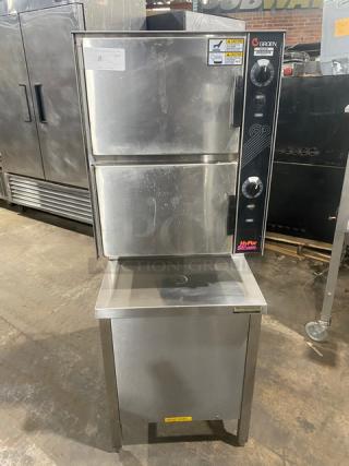 Groen HyPer Steam HY-6E stainless steel dual compartment convection steamer, 6-pan capacity, electric, commercial-grade, 480V 3 phase.