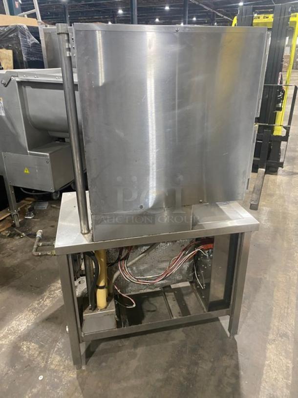 Groen HY-6E HyPer Steam dual compartment 6-pan convection steamer, stainless steel, electric, 2022 model, on legs.