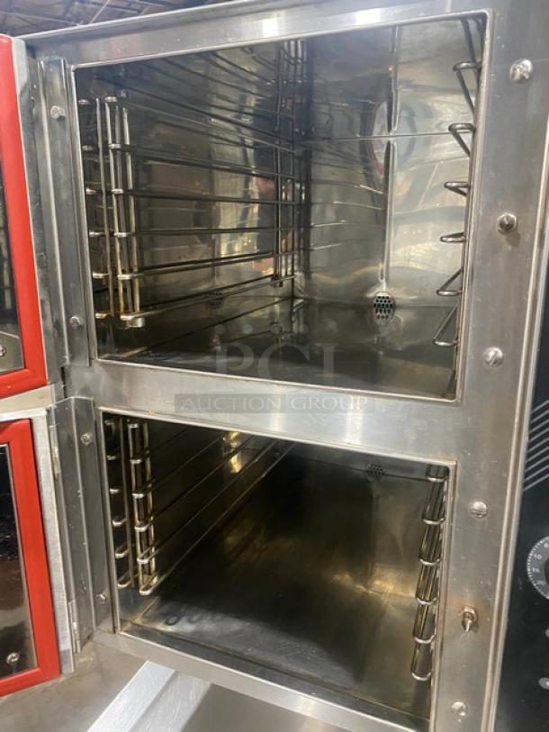 Groen HY6E dual compartment convection steamer, electric, stainless steel, 6-pan capacity, individual controls, 2022 model.