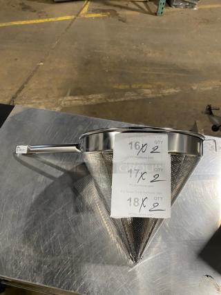 Brand new Update International 12" stainless steel coarse mesh china cap strainer, model CC12C, with tags.
