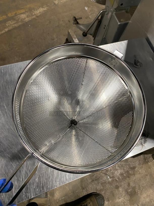 Brand new Update International 12" stainless steel coarse mesh china cap strainer, model CC12C. Ideal for commercial use.