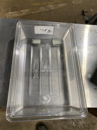 Brand new Rubbermaid Commercial Model 3307 clear polycarbonate 2-gallon rectangular food storage box.