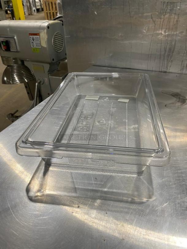 Rubbermaid Commercial Clear Polycarbonate 2 Gal. Food Storage Box, Model 3307, brand new condition.