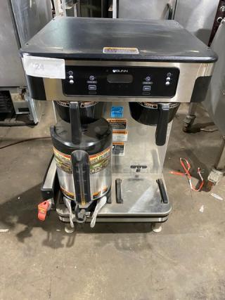 Bunn Commercial Stainless Steel Electric Powered Countertop Twin Automatic Coffee Brewer! Energy Star Certified! With Hot Water Dispenser! With Brew Baskets & Portable Server! Model: ICBTWINSH SN: ICBT035906! 120/240V 1 Phase! On Legs! - Item #1198216