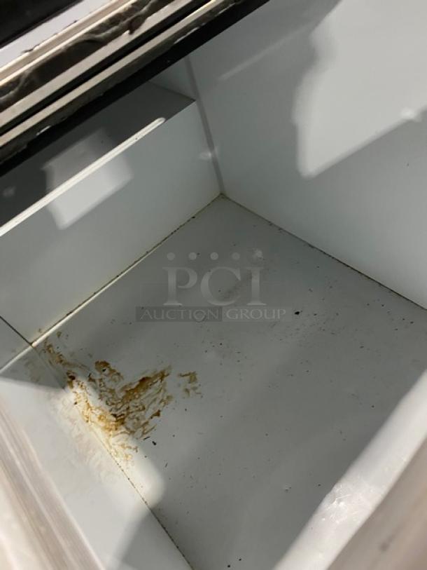Excellence Commercial 54" White Ice Cream Dipping Cabinet, Model HFF-8HC, stainless steel top, flip lids, interior needs cleaning.