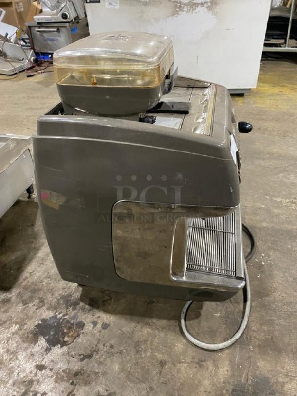 La Cimbali S39-Barsystem commercial espresso machine with stainless steel finish, steam wand, polycarbonate hopper, and drip tray.