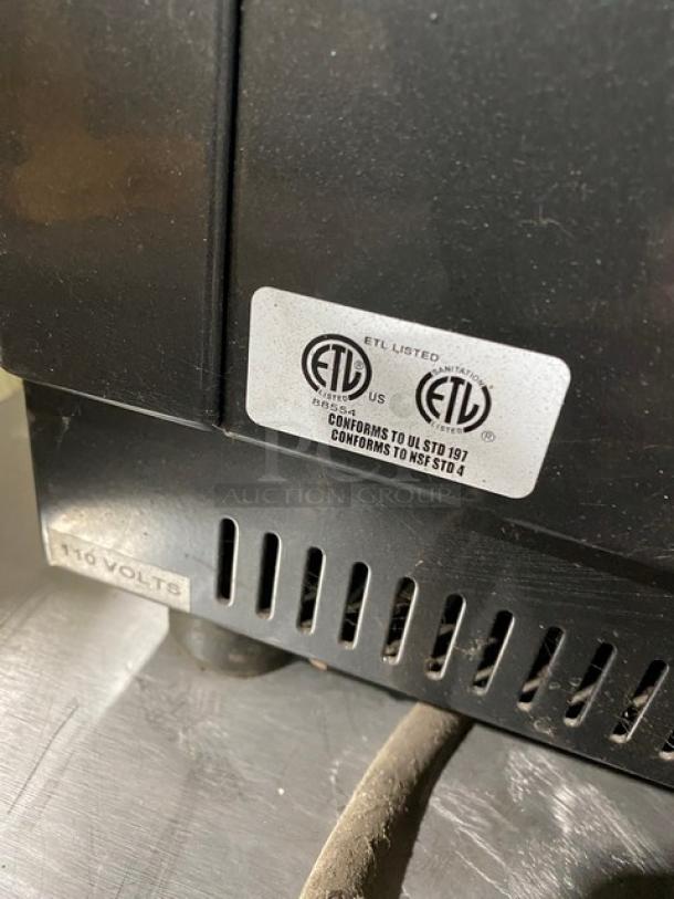 Italgi Cap-O-Mat Series espresso machine, stainless steel, electric, 110V, countertop model with legs, ETL listed label visible.