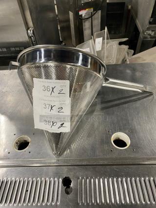 Brand new Update International 12" stainless steel round coarse mesh China cap strainer, model CC12C.