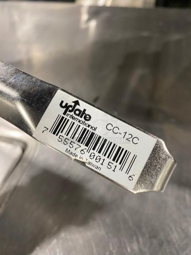 Brand new Update International 12" stainless steel China Cap strainer, model CC-12C, coarse mesh, pristine condition.