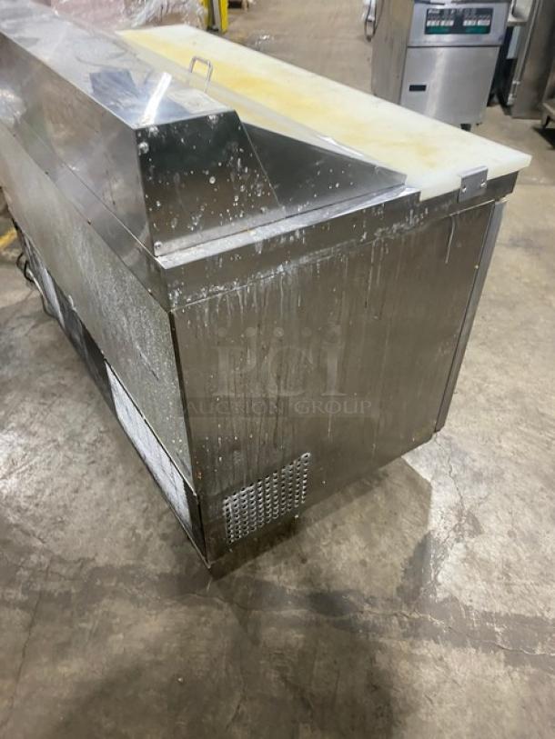 Avantco 178APT60HC stainless steel 60" refrigerated sandwich prep table, on casters. Shows signs of use. Model serial 9142480001.