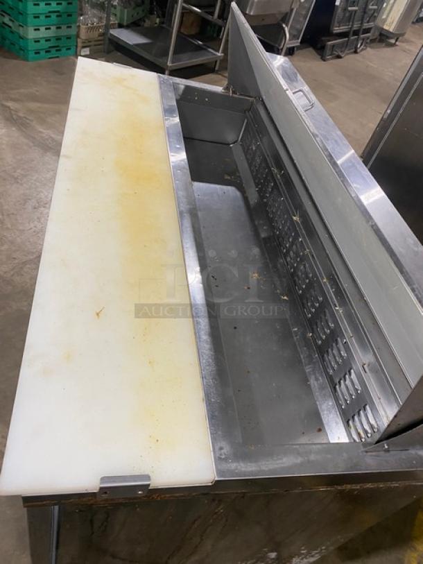 Avantco 60" stainless steel refrigerated bain marie/sandwich prep table, model 178APT60HC, on casters. Used condition.