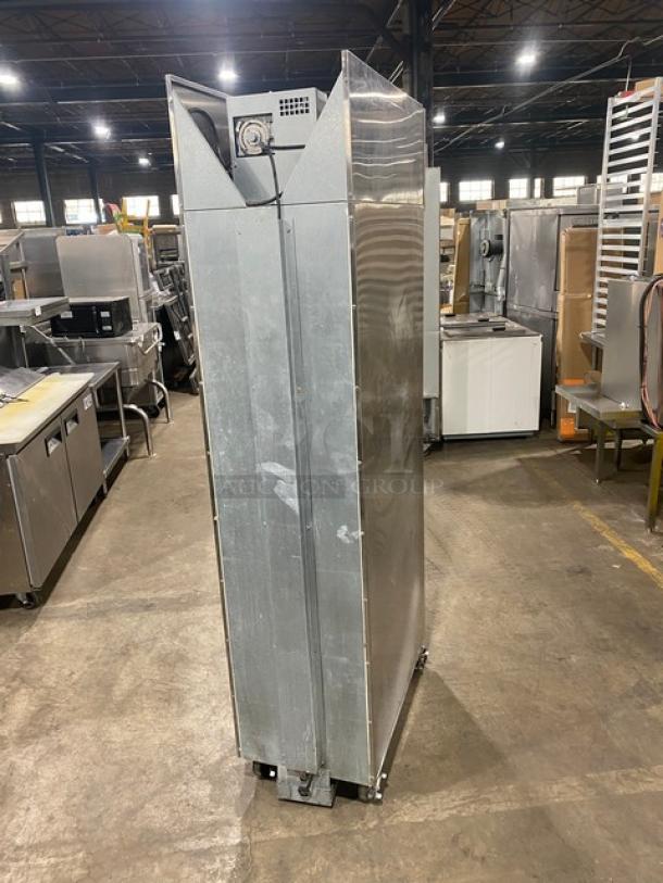 Continental Slim Series one-door reach-in freezer, model DL1F6E, on casters, 115V 1 Phase, in used condition.