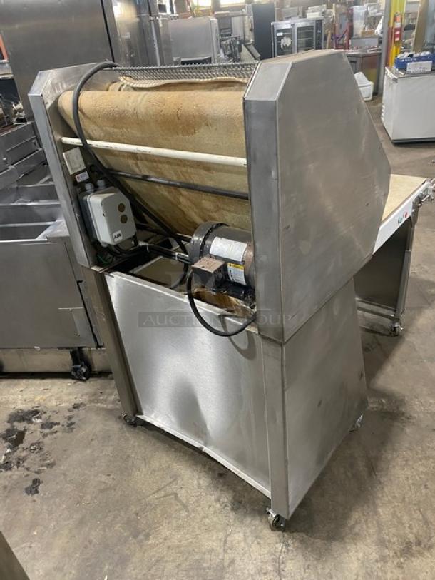 TMB Baking Euro2000S bread/baguette moulder & sheeter, 220V, on casters, stainless steel, visible motor, in used condition.