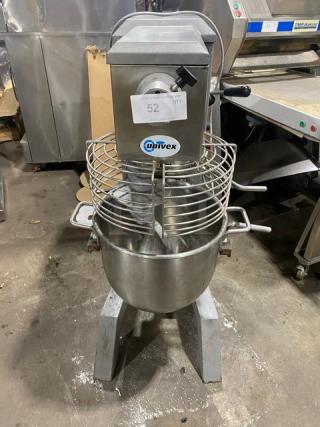 Wow! Univex Commercial Floor Style 30 Qt Planetary Mixer! With Splash Guard! With Stainless Steel Mixing Bowl! With Dough Hook Attachment! Model: SRM30+ SN: M14010069! 115V 1 Phase! On Legs! - Item #1199322