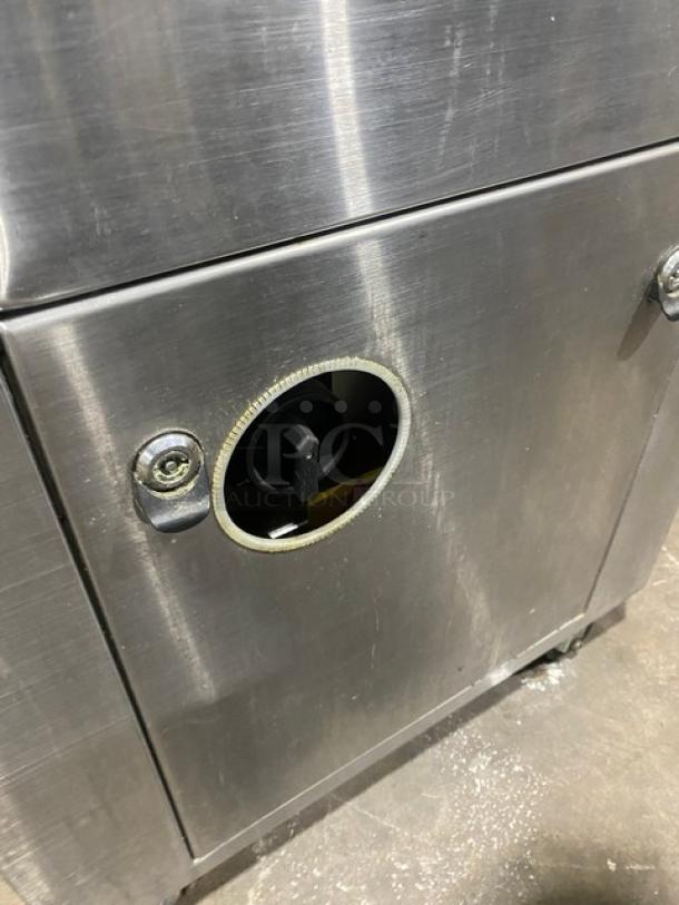 Promax stainless steel electric vacuum tray sealer, single chamber, digital controls, on casters, used condition.